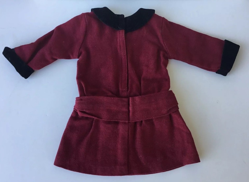 American Girl Doll Rebecca Classic MEET Outfit Red & Black Velvet Trim