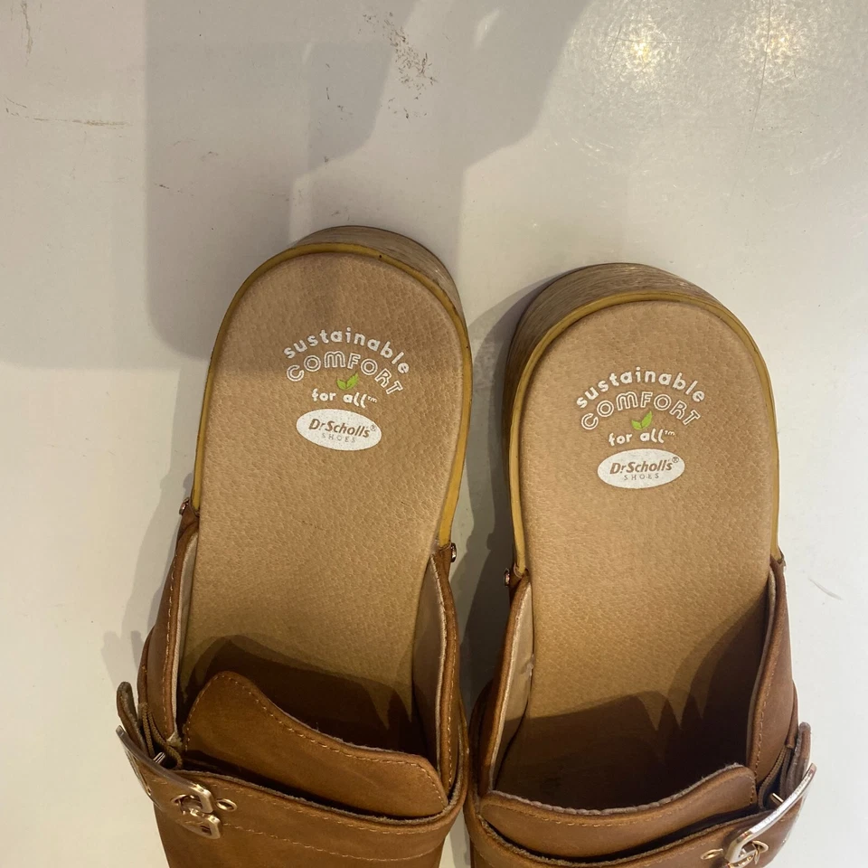 Dr. Scholl’s Cassidy Women's Brown Leather Slip-On Classic Platform Clogs US 9M - Image 3 of 4