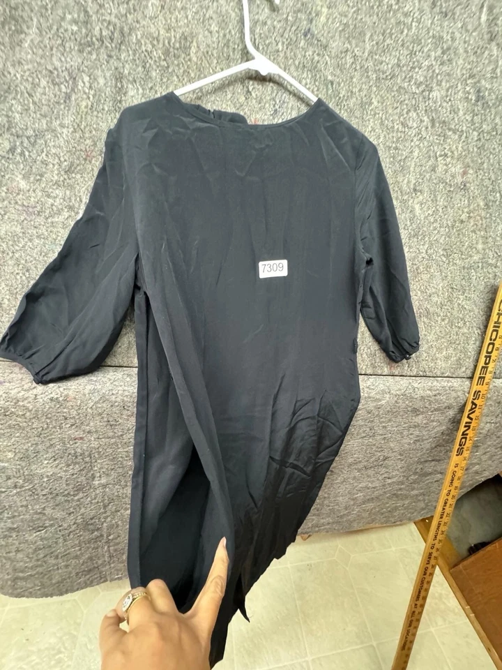 Платье Tucker женское шелковое черное с оборками на шее карьерное сбоку на молнии классическое M сделано в США - Изображение 3 из 4