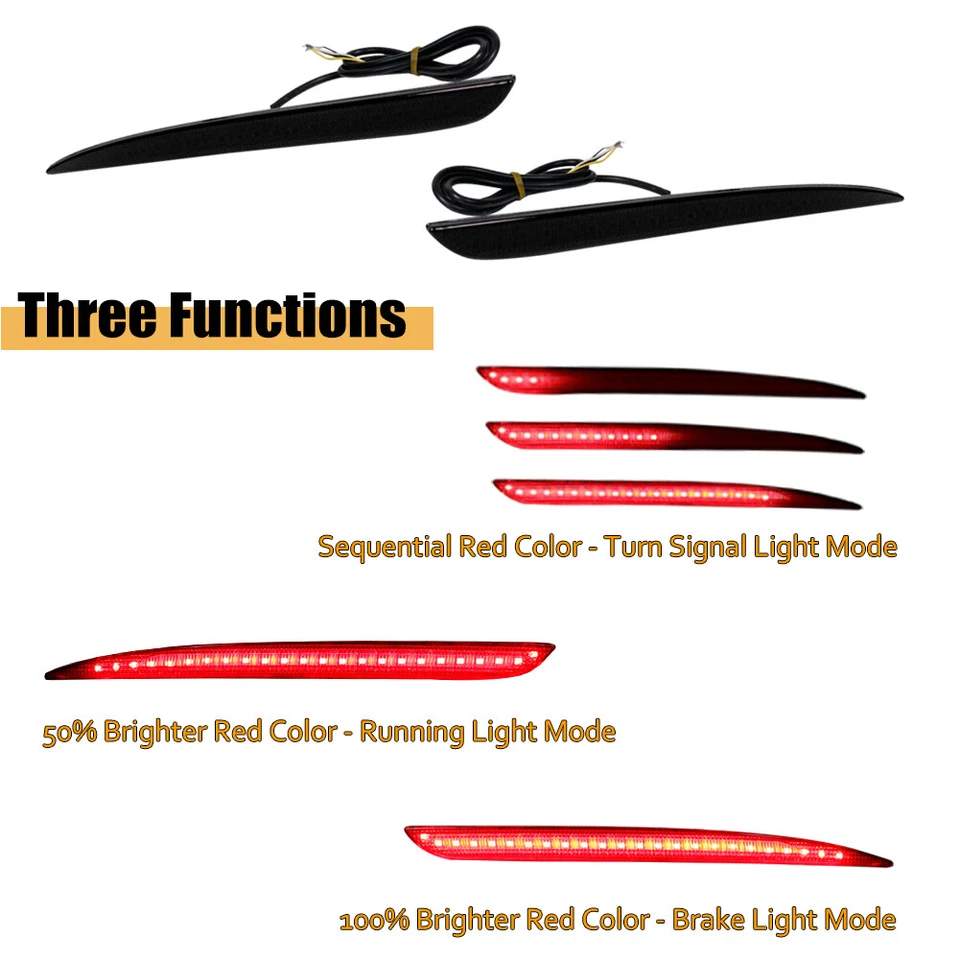 Smoked Rear Bumper Reflector LED Tail Brake Signal Lights For 15-22 Chrysler 300 - Bild 2 von 4