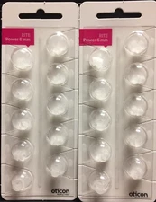 2 Packs Oticon 6mm Power Rite Domes. 10 Domes/pack, 20 Domes Total.