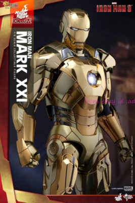 Perfect Hot Toys Mms341 1/6 Iron Man 3 Midas Mark Xxi Gold Chrome