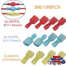 300/150pcs Male Female Insulated Wire Spade Terminal Crimp Connector Set 10-22GA