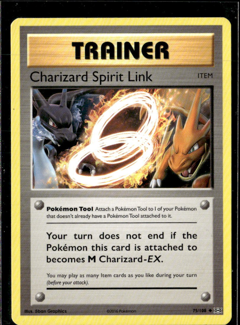 Pokemon Charizard Spirit Link 75/108 XY Evolutions Non Holo 2 Card Lot LP