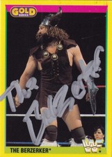 The Berzerker Signed WWF Merlin Gold Wrestling Trading Card WWE #49 1992 WWE