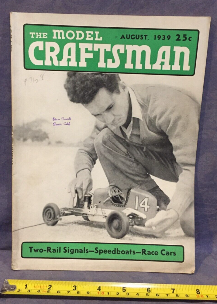 The Model Craftsman August 1939 Two-Rail Signals-Speedboats-Race Cars