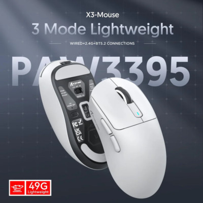 ATTACK SHARK X3 Gaming Mouse  BT/2.4G Wireless/Wired, ultra-lightweight, PAW3395