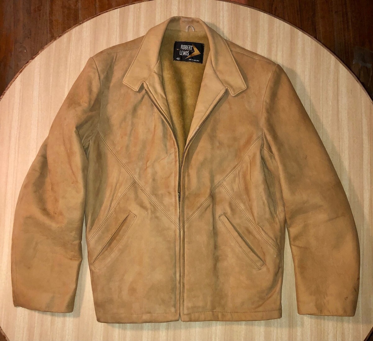 Late60s/70s ROBERT LEWIS WeatherWear Beige Suede Leather Jacket 40 