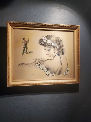 Fabulous 1950's Cydney Grossman Painting Signed Titled "SERENADE"