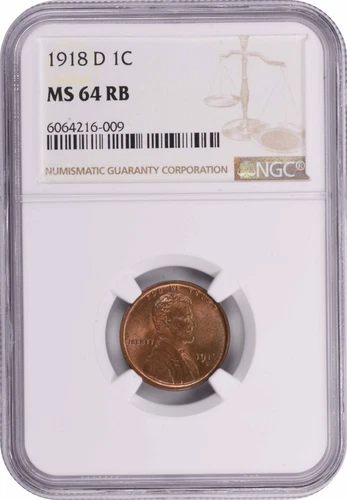 1918-D Lincoln Cent MS64RB NGC