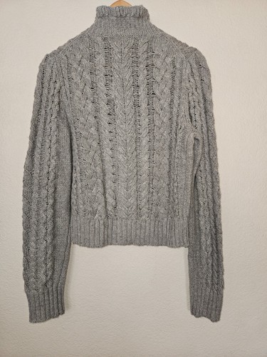 NUEVO CON ETIQUETAS J.Crew Cable Tejido Cuello Volantes Cárdigan Suéter Talla Mediana Brezo Gris Ceniza - Imagen 11 de 12