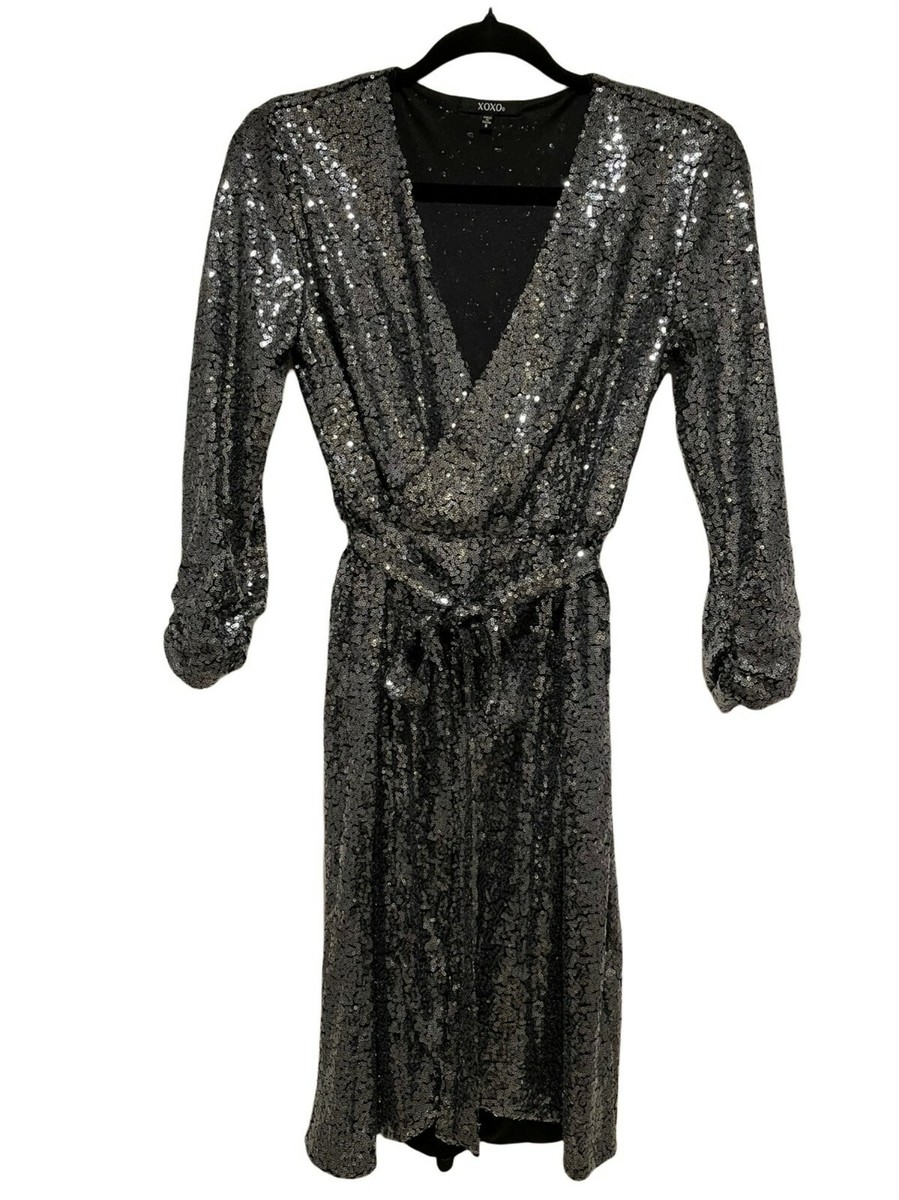 XOXO Black & Silver Cocktail Tulip Dress New Years Eve Party Dress Size Small | eBay XOXO Black & Silver Cocktail Tulip Dress New Years Eve Party Dress Size Small | eBay