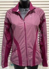 Nike Running Dri-Fit Active Fuchsia Zip-Up Jacket Thumb Holes Pockets Sz XS