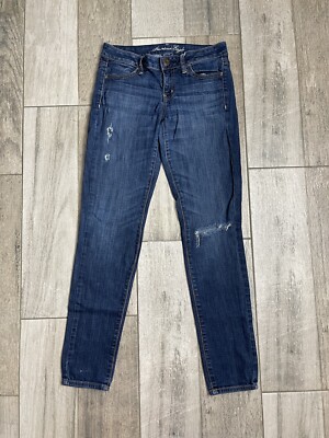 American Eagle Jegging Stretch Jeans Women Size 4 Blue Denim 28X30 Fast Shipping