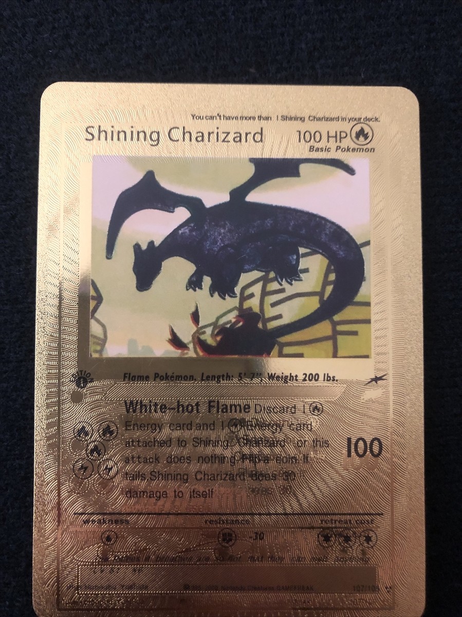 Shining Charizard 107/105 Gold Foil Pokemon Card First Shining Charizard 107/105 Gold Foil Pokemon Card First