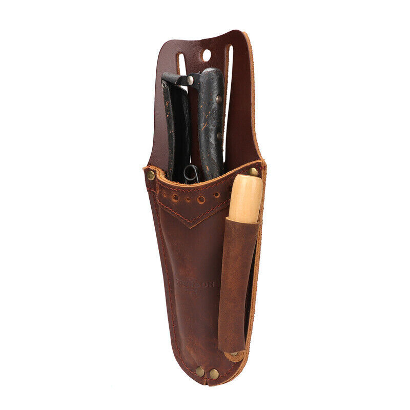 Leather Garden Shears Holster Florist Pruner Scissor Sharpener Tool Slot Belt-on