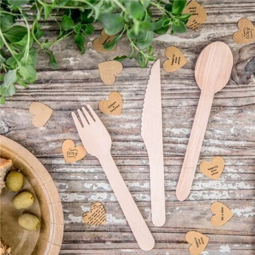 Holzbesteck Set biologisch abbaubar - 100 Löffel, 100 Messer, 100 Gabeln Edenware - Bild 2 von 4
