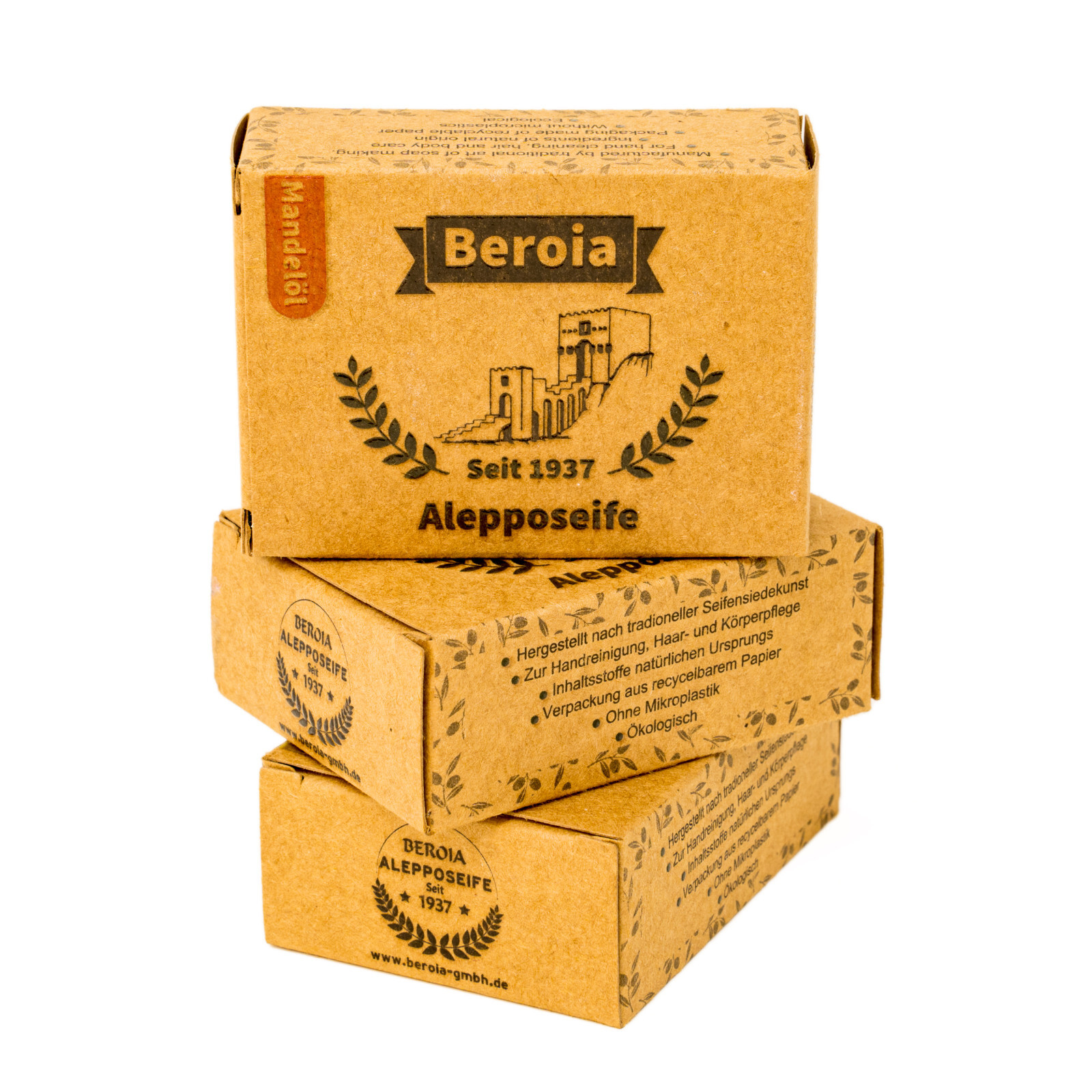 3er Pack Olivenölseife Rückfettend Vegan Rasierseife Lorbeeröl Natürlich