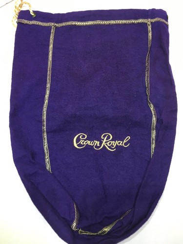 Vintage Crown Royal Advertising Purple Bag 1.75L Felt Gold Drawstring - Picture 2 of 4