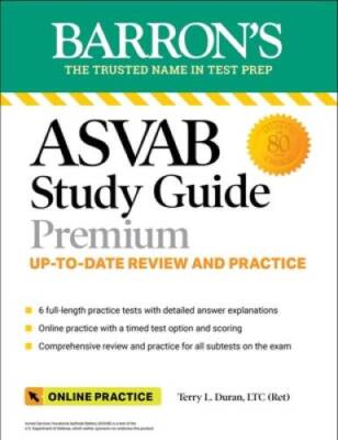 ASVAB Study Guide Premium: 6 Practice Tests  Comprehensive Review  Onli - GOOD