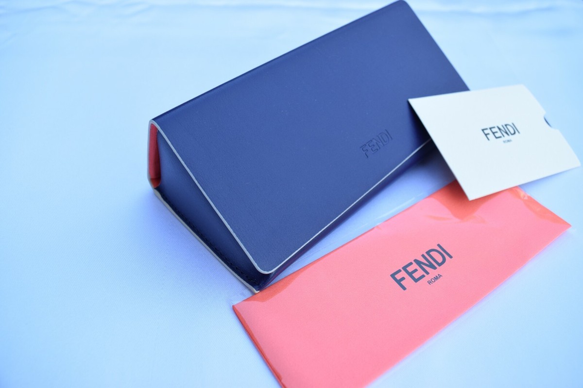 Fendi Sunglasses Case, Large Blue Leather Triangle Hard Case  display picture 2