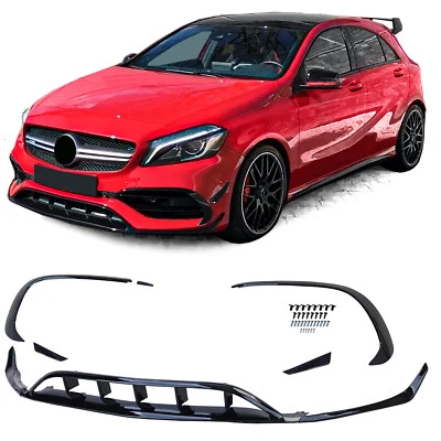 PIÈCES DE VOITURE EN LIGNE GMBH Pare-Chocs Avant Spoiler Aero-Kit Flaps Splitter Pour Mercedes A W176 15-18