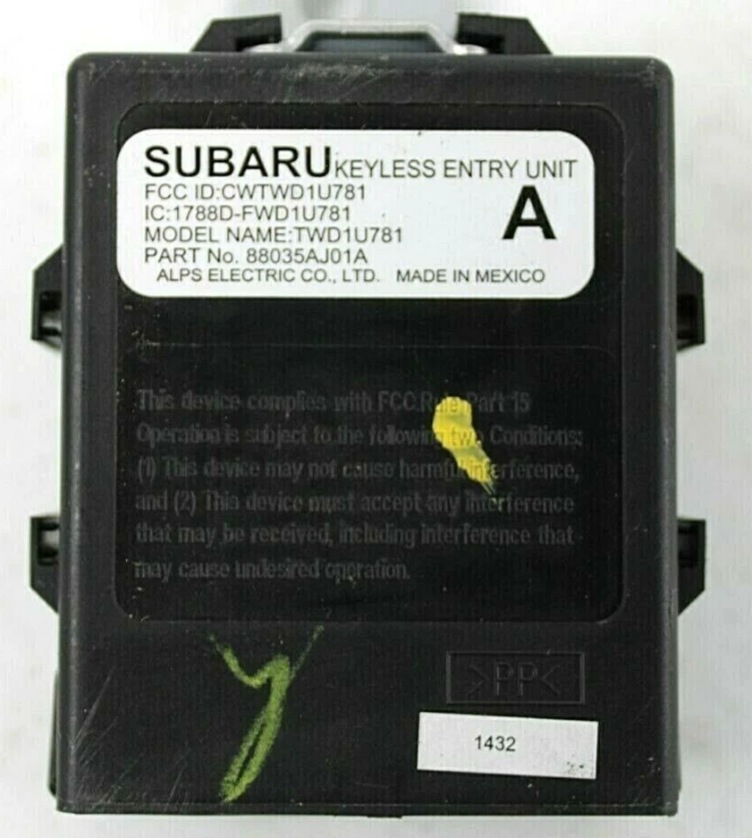 SUBARU OUTBACK 2011-14 LLAVE SIN LLAVE UNIDAD DE ENTRADA OEM P/N 88035AJ01A Foto 4 de 4