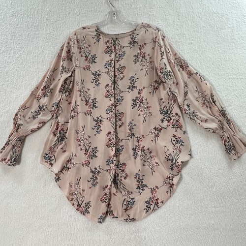 Witchery Women's Blouse Size 12 Floral Long Sleeve Salmon Pink Soft Work Romance - Picture 14 of 19