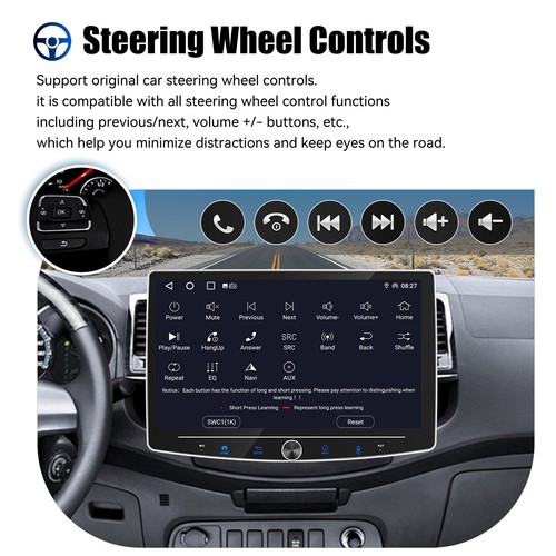 4+64G Android 14 Carplay 1 DIN Car Stereo GPS WiFi BT RDS 360° Rotatable Screen - Picture 12 of 16