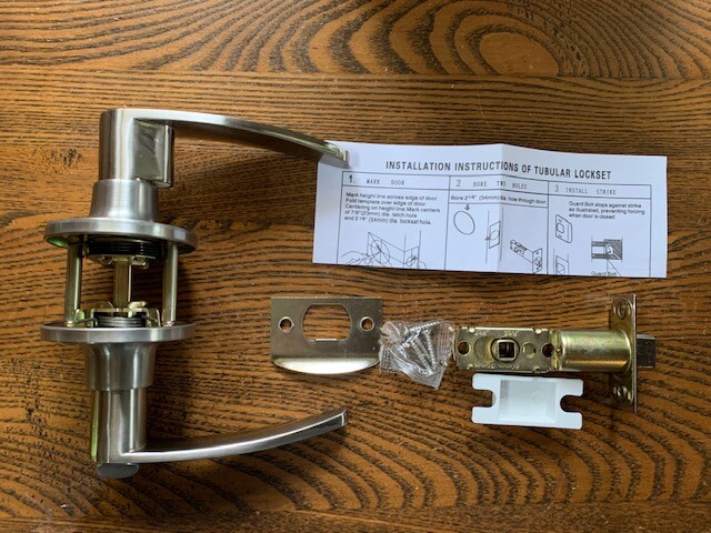 Privacy Door Lever for Bed/Bath Modern Satin Nickel Turn Lock-image