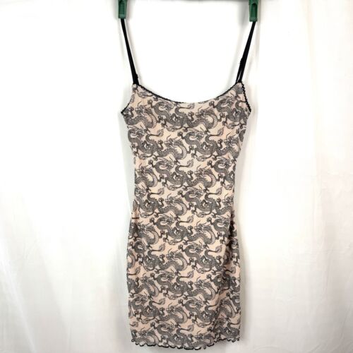 Princess Polly Cream W/ Black Dragons Mini Body Con Dress Sz 6