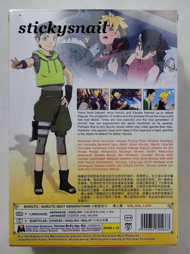 Boruto:Naruto The Next Generations (1-279) Anime DVD English subtitle  Region 0