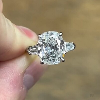 2.26TCW Oval Cut Moissanite Three Stone Engagement Ring In 14k White Gold Plated