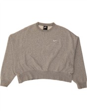 NIKE Womens Oversized Sweatshirt Jumper UK 14 Medium Grey Cotton AH03