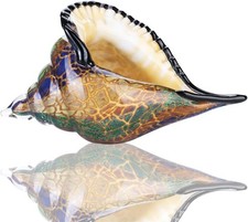 8.4" Glass Conch Figurines, Hand Blown Seashell Art Figurine, Crystal Glass