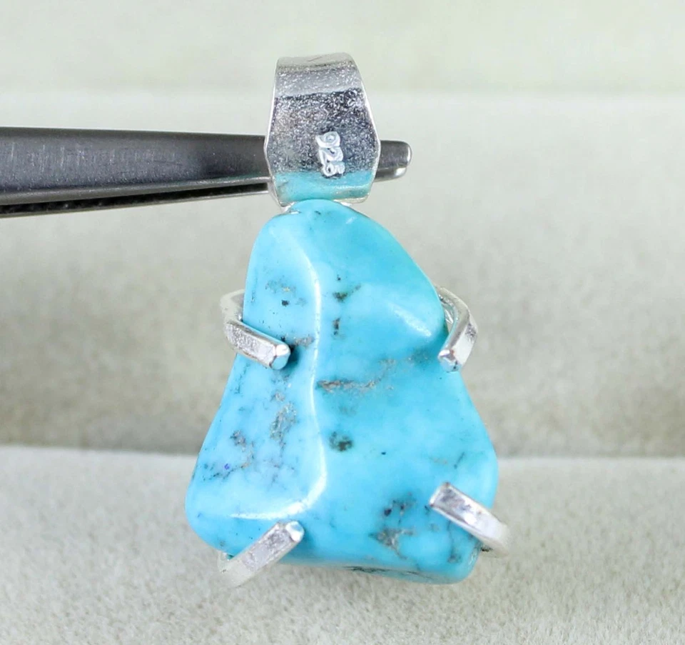 Colgante en bruto de piedras preciosas astrológicas turquesa azul natural certificado 12,25 quilates Foto 3 de 4