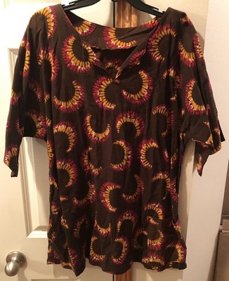 Super Rare Vintage Hand Made Jamaican Tunic Style Mid-Thigh Psychedelic Shirt