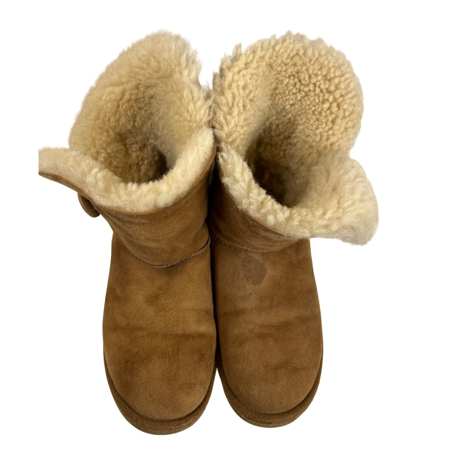 UGG Bailey Button Short Chestnut Shearling Boots … - image 6