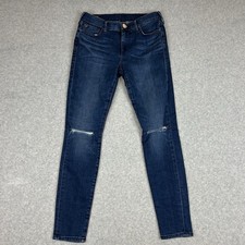 True Religion Women's Halle Mid Rise Super Skinny Jeans Size 26 Dark Blue