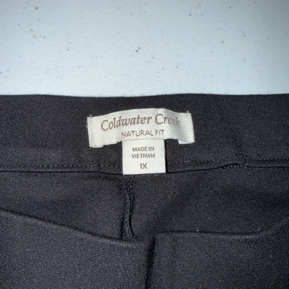 Pantalones Coldwater Creek Pull-On Plus 1X Negro Cintura Elástica Hechos en EE. UU. Bootcut Yoga Foto 3 de 4
