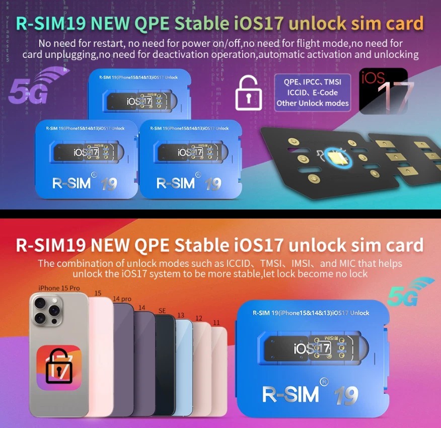 R-SIM19 NEW QPE Stable Unlock SIM Card For iPhone 15 Plus 14 13