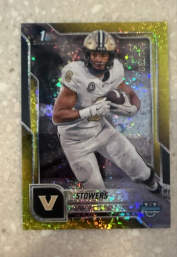 2025 Bowman Chrome University Football Yellow Mini-Diamond Refractor Eli Stowers #191