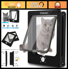Extra Large 4-Way Locking Cat Door - Weatherproof Pet Door for Cats Dogs, 11.6