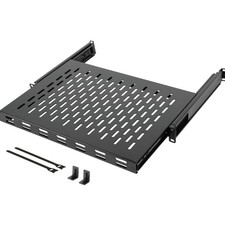1U Sliding Rack Shelf,4-Post Vented Rack Mount Shelf,13.8in Deep with Adjusta...