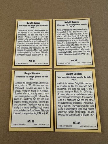 4 1985 Donruss Highlights #32 Dwight Gooden Rookie New York Mets NMT MINT LOT - Picture 2 of 2