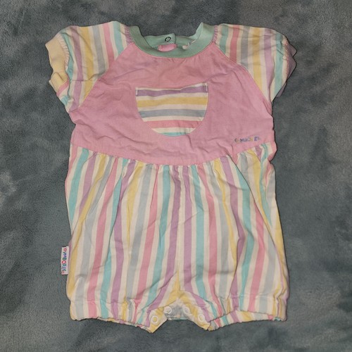 Gymboree Romper Girls Newborn Multicolor Pastel Stripe Pocket Snap One Piece