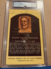 Buck Leonard Baseball Autographed HOF Plaque Postcard PSA/DNA NM-MT 8