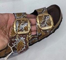 Birkenstock Arizona Big Buckle Emboss Microfiber Leather Python Brown Color Narr