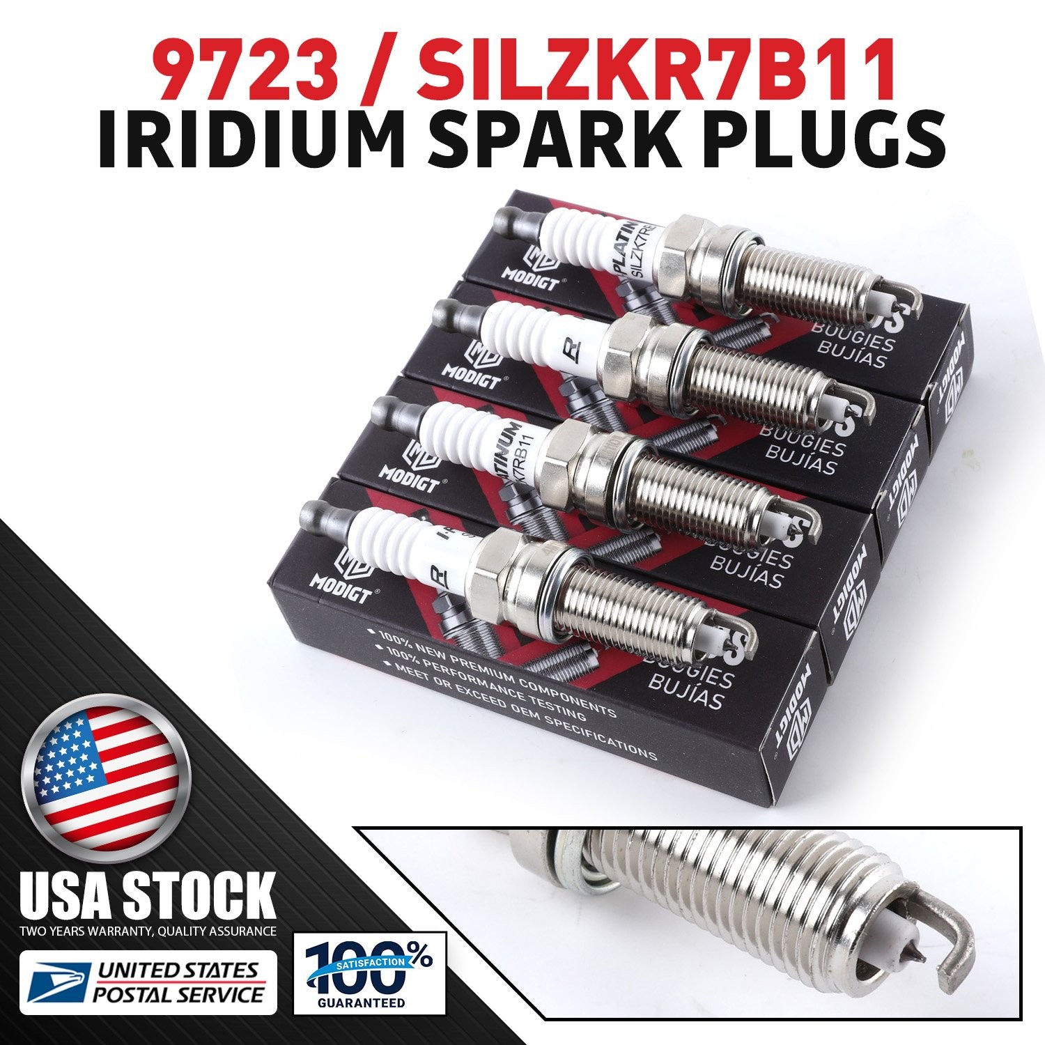 4Pcs SILZKR7B11 9723 Spark Plugs for Hyundai Elantra Santa Kia Forte 18846-11070
