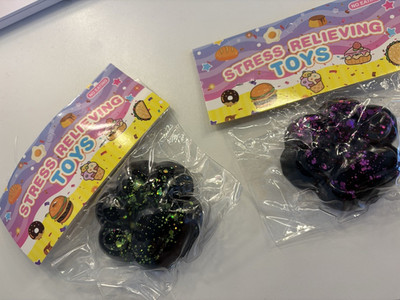 Glitter Gel Squeeze Ball Stress Relieving Toy, Black/Purple, 4 in